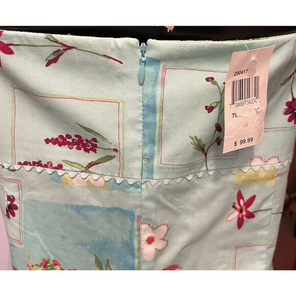 16 Yves Cossette Depeche Mode Floral Sundress Turquoise Zipper NWT - Picture 5 of 8